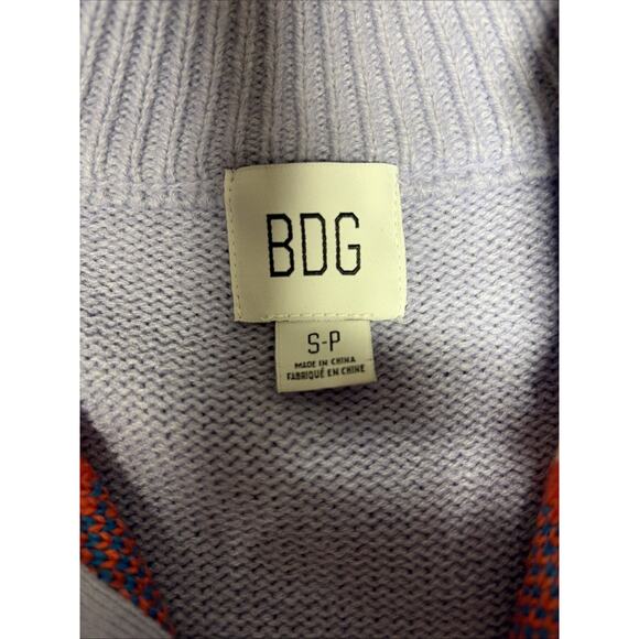 BDG Urban Outfitters Half-Zip Jesse Pullover Sweater Purple/Star Print Sz Small - Picture 6 of 6